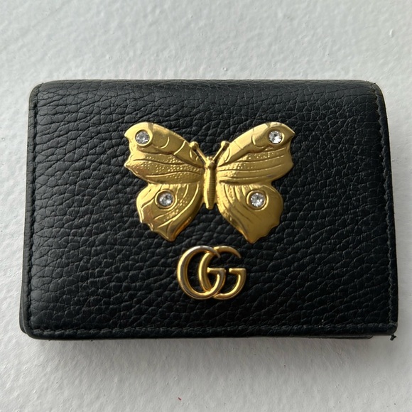 Gucci Handbags - Gucci Black Wallet with Gold Butterfly Accent